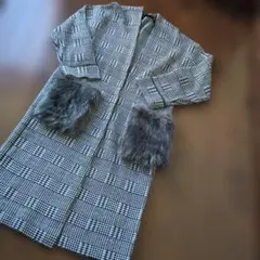 チェック柄　VIS薄手ロングコート