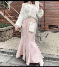 ナイスクラップ ツイードフロントスリットマーメイドスカート