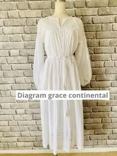 美品 ダイアグラム コットンレースロングワンピース カットワーク マキシ丈 36