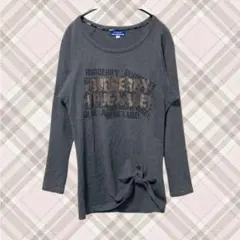 BURBERRY 00s ロゴ ロンT グレー y2k グランジ ホース刺繍ロゴ