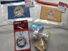 ちいかわ　ソフビ　ハチワレ うさぎ　クリアポーチ・キーホルダー缶バッチ6点セット