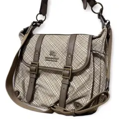 極美品 バーバリーブルーレーベル ロゴ金具 ノバチェック ショルダーバッグ