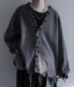 ナス紺鬼フェード40s Sportwear スウェットカーディガン 襤褸 リペア 