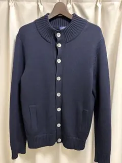 鎌倉シャツ スタンドカラーカーディガン エクストラファインメリノ ネイビー L