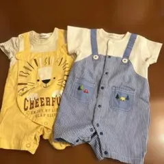 ベビー ロンパース 2点セット ライオン ストライプ 70cm