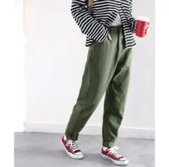 デニム　デニムパンツ　カーキ　L デーパードパンツ　チノパン　クラシカルエルフ