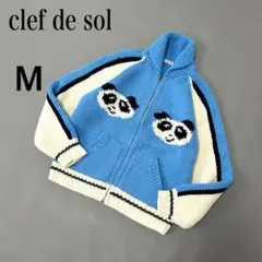 クレドソル＊パンダ柄　ニットブルゾン　ジップアップ　可愛い　M