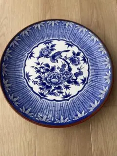 昭和レトロ　青い花柄の陶磁器皿