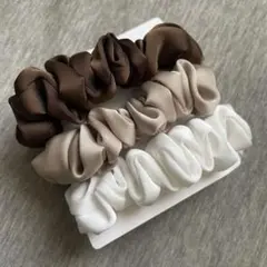 シュシュ ゴム 髪ゴム ヘアアクセサリー エレガント シルクサテン 3個セット