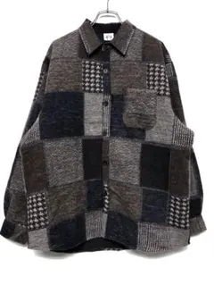 未使用 胸ポケット チェック柄 パッチワーク フランネル シャツジャケット