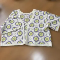 未着用品！ ローリーズファーム クロシェ編み 半袖カーディガン 花柄のサムネイル