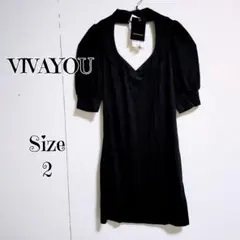 VIVAYOU ビバユー パフスリーブ ミニワンピース ブラック 黒 ビジューのサムネイル