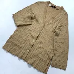 フェンディ ズッカ柄 ニットカーディガン ブラウン系 イタリア製 地模様