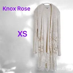 KNOX ROSE フリンジ カーディガン XS アイボリー USAかぎ針編み