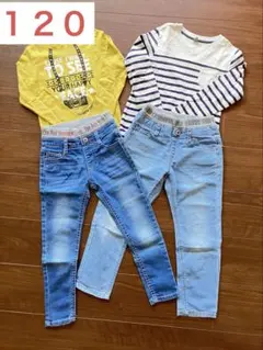 【まとめ売り】120 男の子 長袖 Tシャツ デニムパンツ 4点セット