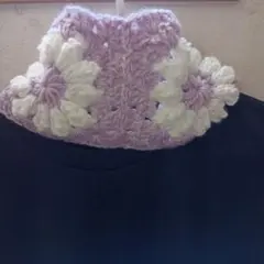 グラニースクエア　ネックウォーマー　お花モチーフ　防寒防寒