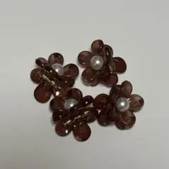 花型ブラウンヘアクリップ4個セット