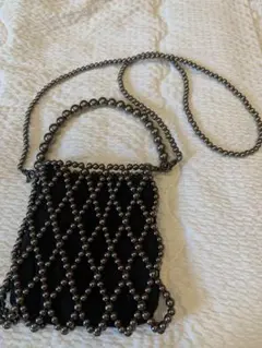 レプシィム　ビーズショルダーバッグ　ガンメタ