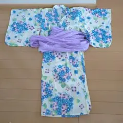 浴衣 Sサイズ 花柄 紫帯付き
