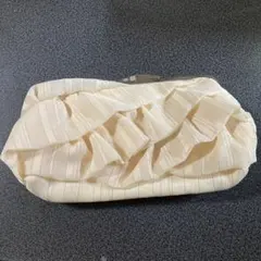 JILL STUART アイボリー プリーツデザイン クラッチバッグ