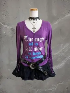 フェアリーグランジ y2k ダークコア 平成ギャル ギャザー入 Vネック ロンＴ