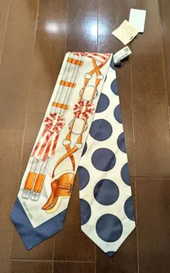 【新品】HERMES ツイルアップスカーフ シルクツイル ドット ブルーのサムネイル