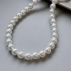 冠婚葬祭人気サイズ§本貝パールネックレス ビーンズクラスプタイプ 42cm8mm