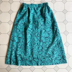 used レトロ 綺麗なターコイズ色のスカート古着 ヴィンテージ vintage