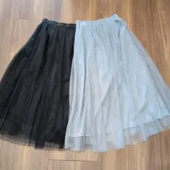 GU プリーツスカート ブラック ＆グレー