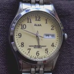 ア222/ALBA アルバ クォーツ デイデイト シャンパン文字盤 純正ベルトのサムネイル