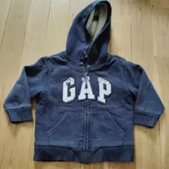 GAP 紺　フルジップ　 パーカー 100　y2k　平成女児　ジャンパーボア裏地