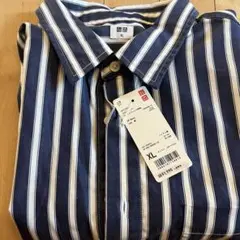 新品未使用 UNIQLO EFC オーバーストライプシャツ 長袖 ネイビー XLのサムネイル