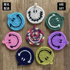 アクリルタワシ　コースター　かぎ編み　８枚セット　エコたわし　アクリルたわし