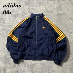 00sadidasトラックジャケットナイロンアーカイブイエローネイビーM