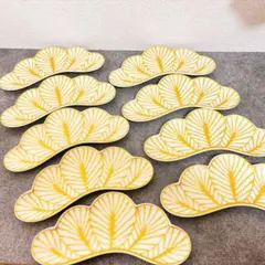 ゆりうす様専用ご依頼品　有田焼　幸楽窯　錦金松葉形前菜皿　白金　9点セット