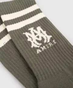 AMIRI オリーブグリーン ストライプソックス