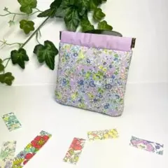 リバティプリント使用バネ口ポーチ　l