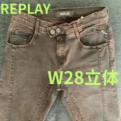 REPLAY リプレイ 立体裁断 デニムパンツ W28 メンズ 古着美品のサムネイル