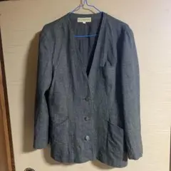 グレー ボタン付きジャケット ツイード風