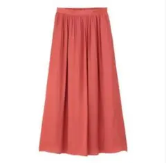 サテンエアリーロングスカートZ 12ピンク コーラルピンク GU ロングスカート