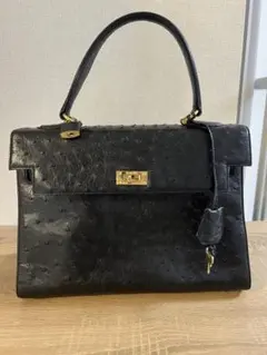 【美品】Pretty Club オーストリッチ調 ハンドバッグ 黒