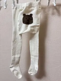 babyGapくまさんリブ編みベビータイツ　アイボリー 2-3yrs