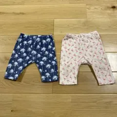 【出品本日まで】UNIQLO 七部丈レギンスアロハミッキー　フラミンゴ　80