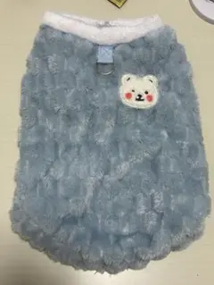 水色 クマ刺繍 猫服 小型犬用　L