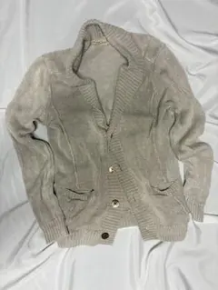 COMME CA MEN リネン混 カーディガン ベージュ M