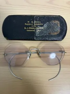 No.0040 アンティーク 未使用 セル巻 K12 金張 ゴールド 丸 眼鏡 