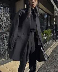 【新品タグ付き】AMERI ノーカラージャケット ブラック 新品タグ付き】AMERI ノーカラージャケット ブラック