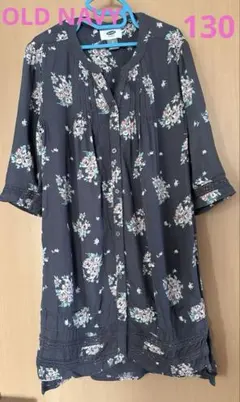 フラワープリント七分袖ワンピース 130