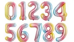 16インチレインボーナンバーバルーン2枚お誕生日バースデー風船数字記念日成人