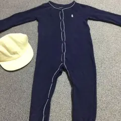ラルフローレン・足付きロンパース・9M・キャップ・46㎝